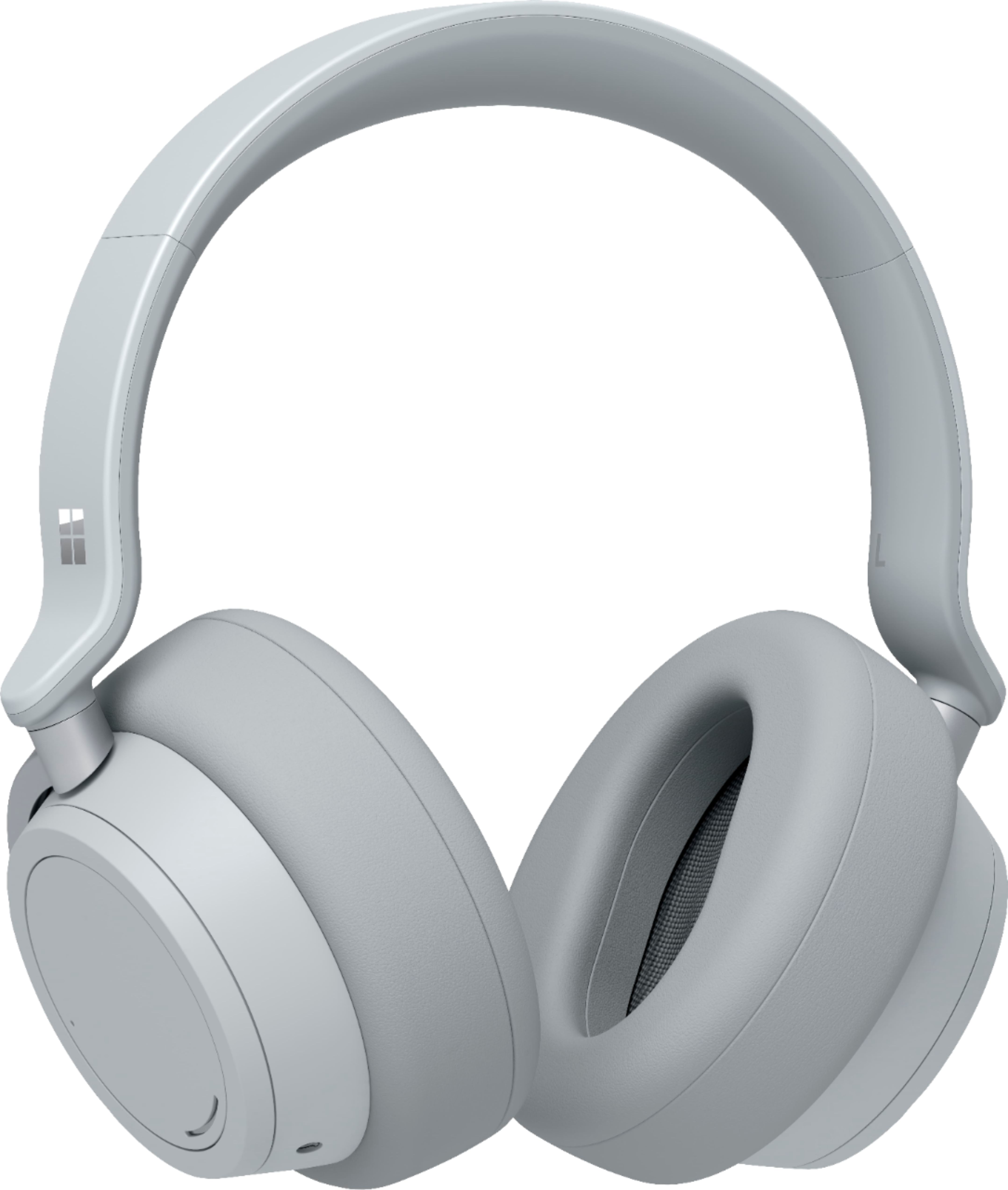 Angle View: Microsoft - Geek Squad Certified Refurbished Surface Headphones - Wireless Noise Cancelling Over-the-Ear with Cortana - Light Gray