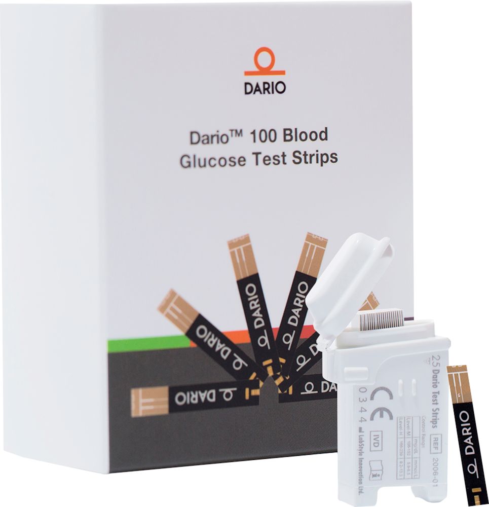 Angle View: Dario Blood Glucose No Coding Needed Blood Sugar Test Strips Cartridge Set - Only for The Dario All-in-One Lancing Device and Meter Kit for Diabetes (100 Count)