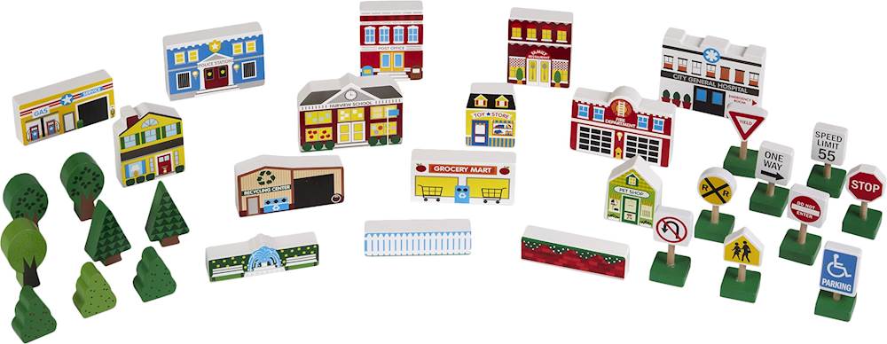 wooden town play set