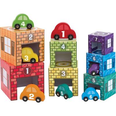 Melissa & Doug - Nesting & Sorting Garages & Cars Set - Multi-color