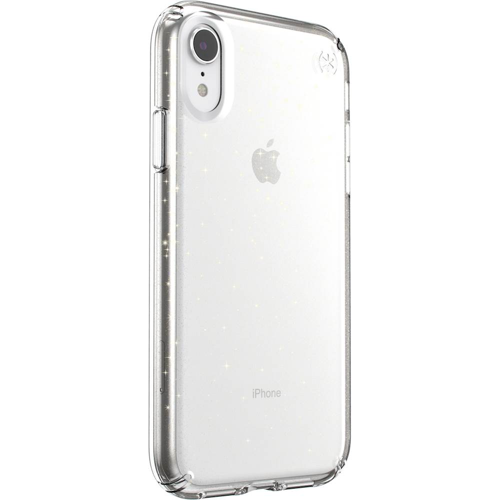 Angle View: Speck - Presidio Clear + Glitter Case for Apple® iPhone® XR - Clear/Gold Glitter