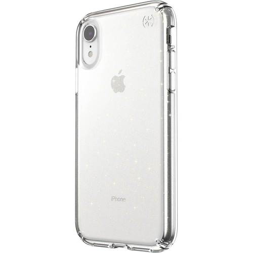Speck - Presidio Clear + Glitter Case for Apple® iPhone® XR - Clear/Gold Glitter