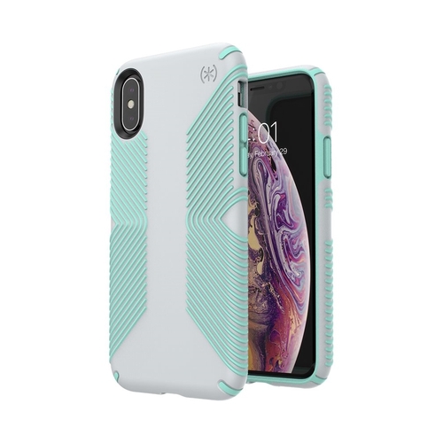 Speck - Presidio Grip Case for Apple® iPhone® X and XS - Dolphin Gray/Aloe Green