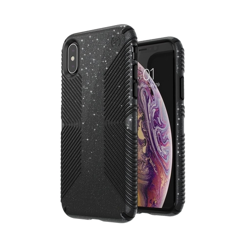Speck - Presidio Grip + Glitter Case for AppleÂ® iPhoneÂ® X and XS - Black/Obsidian Black With Silver Glitter was $44.99 now $25.99 (42.0% off)