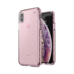 Speck - Presidio Clear + Glitter Case for Apple® iPhone® X and XS - Bella Pink/Gold Glitter - Angle_Zoom