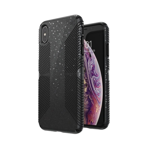 Speck - Presidio Grip + Glitter Case for AppleÂ® iPhoneÂ® XS Max - Black/Obsidian Black With Silver Glitter was $49.99 now $25.99 (48.0% off)