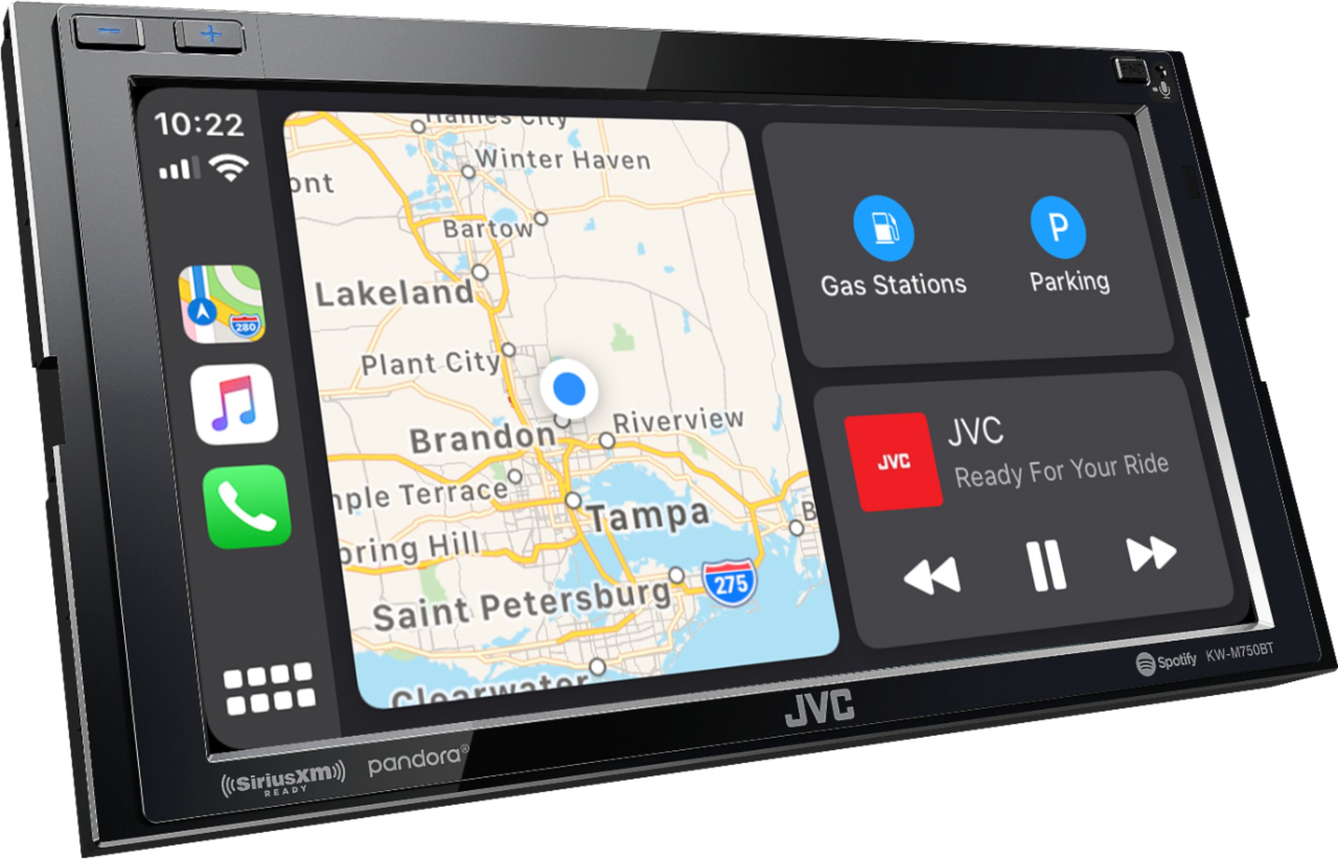 Angle View: JVC - 6.8" - Android Auto/Apple® CarPlay™ - Built-in Bluetooth - In-Dash Digital Media Receiver - Black