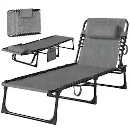Outsunny - Chaise Lounge Chair Outdoor, Sun Tanning Chair with Side Pocket - Gray