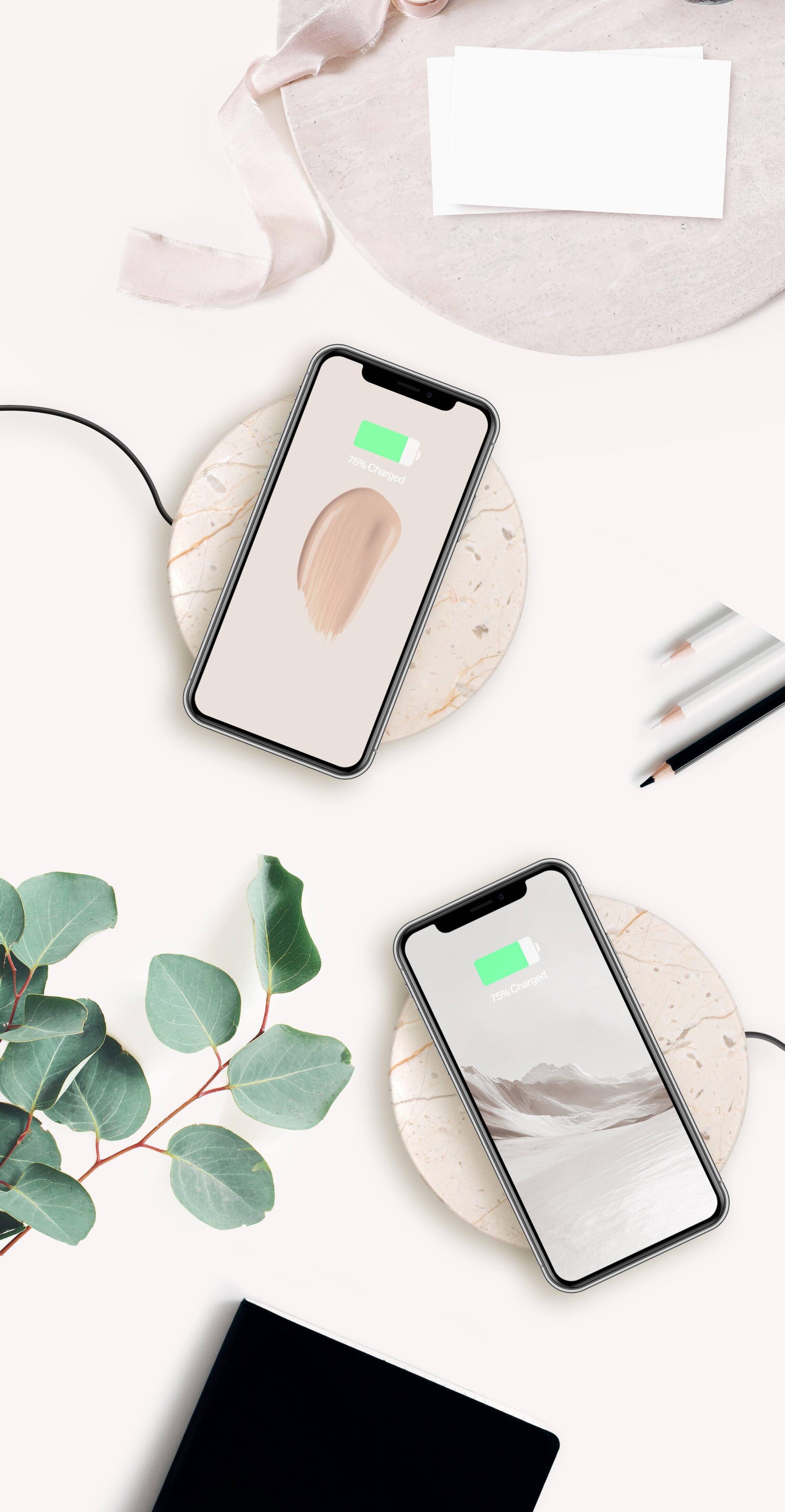 Alt View 15. Einova - Stone 10W Wireless Charging Pad for Qi-enabled Devices - Cream Marble.