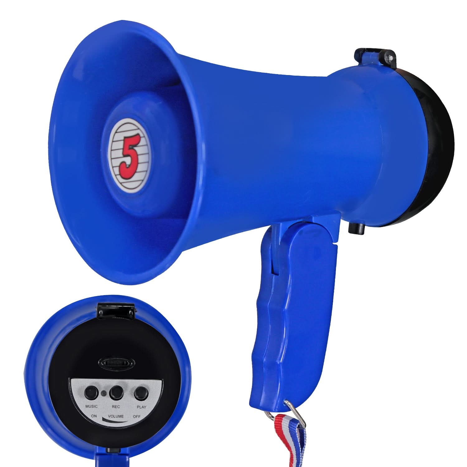 5 CORE - 5Core Megaphone 15W Bull Horn Kids PA Speaker w 400 Yards Range Siren Lightweight Loud Mini Megafono - Blue