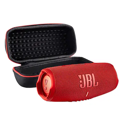Front. JBL - JBL Charge 5 Portable Wireless Bluetooth Speaker with IP67 Waterproof with Case (Red) - Red.
