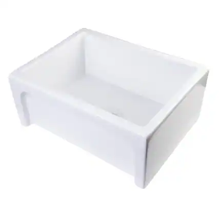 Front. Alfi - ALFI brand 24 White Arched Apron Thick Wall Fireclay Single Bowl Farm Sink - White.