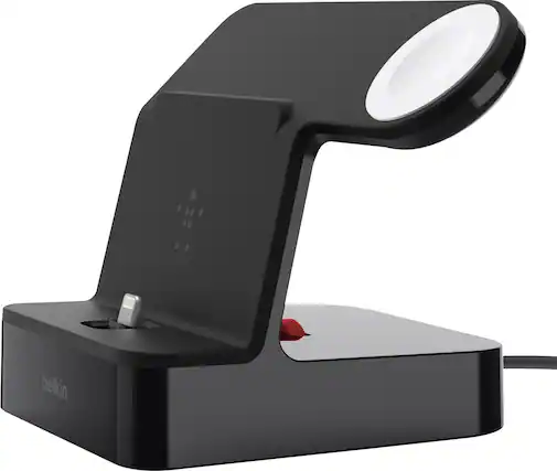 Front. Belkin - PowerHouse Charging Dock for iPhone and Apple Watch - Black.