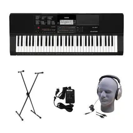 Front. Casio - Full-Size Keyboard with 61 Velocity-Sensitive Keys - Black.