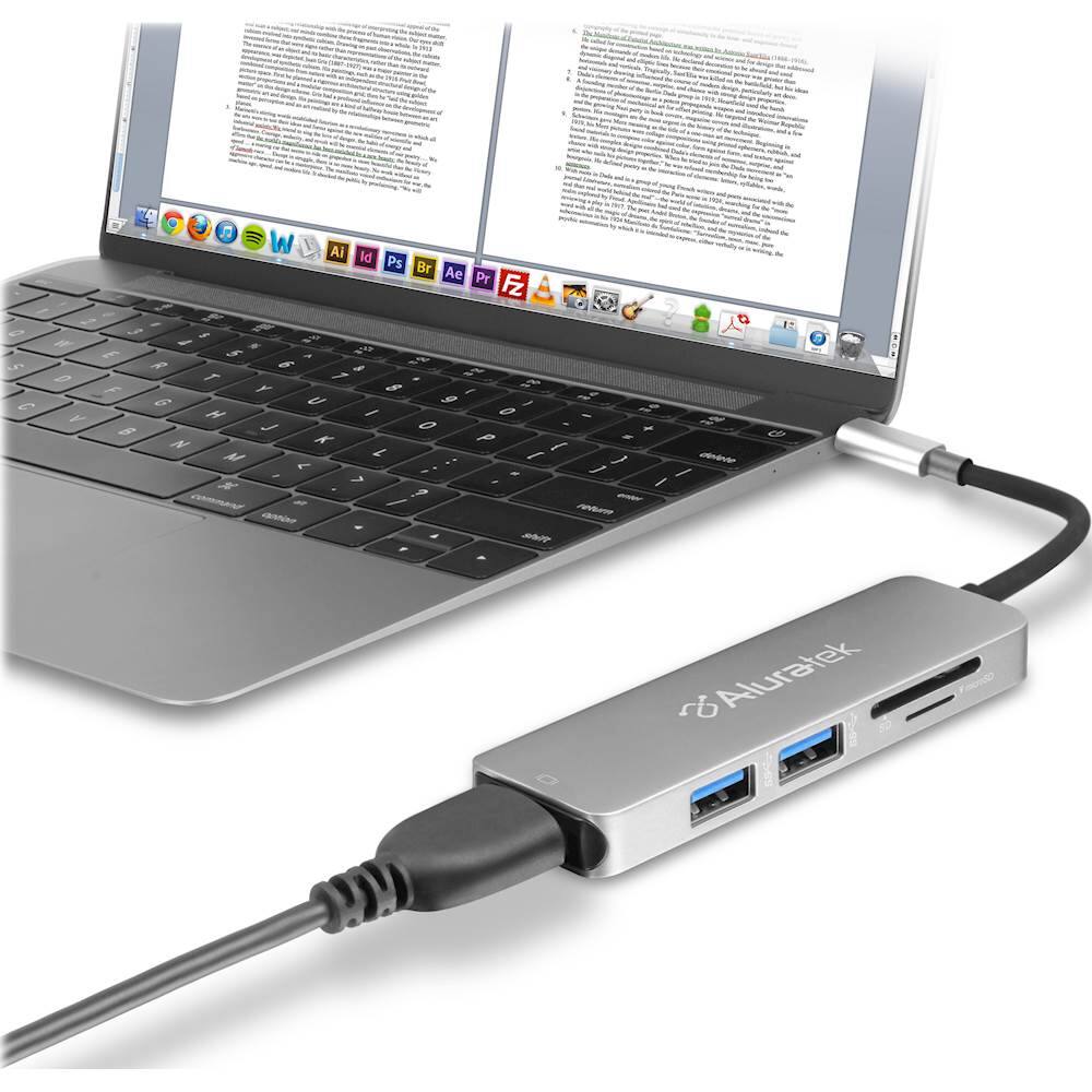 Alt View 12. Aluratek - USB Type-C Multimedia Hub and Card Reader with HDMI.