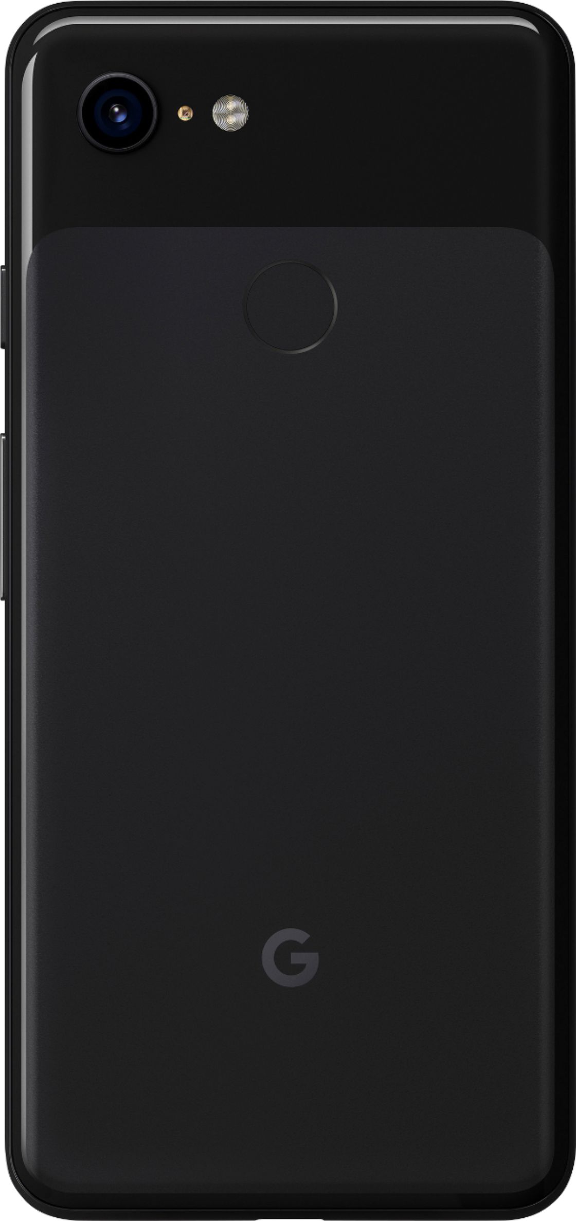 Back View: Google Pixel 3 - 4G smartphone - RAM 4 GB / Internal Memory 64 GB - OLED display - 5.5" - 2160 x 1080 pixels - rear camera 12.2 MP - 2x front cameras 8 MP, 8 MP - just black