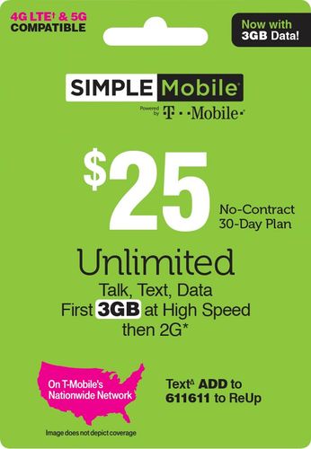 Simple Mobile - $25 Prepaid Plan