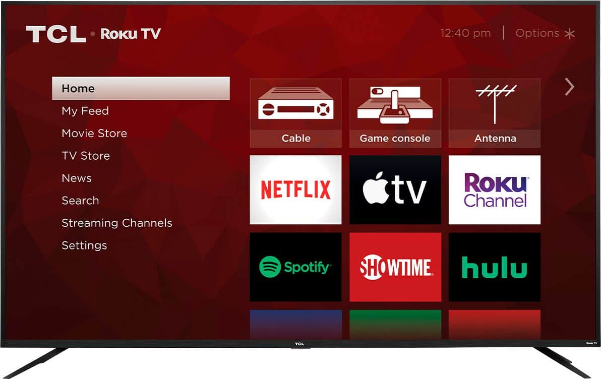 Front. TCL - 75" Class 4 Series LED 4K UHD Smart Roku TV - Black.