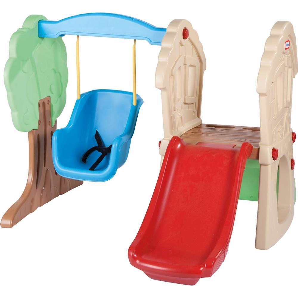 Left View: Little Tikes Hide and Seek Climber and Swing - Kids Slide Backyard Play Set