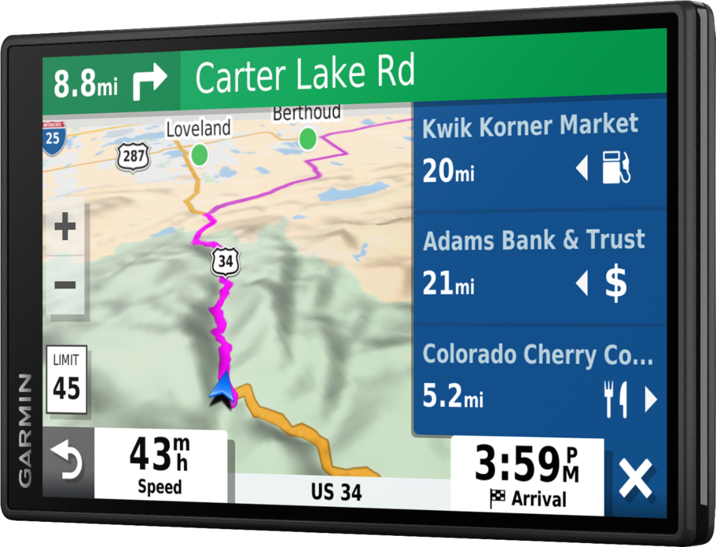 Left View: Garmin - DriveSmart 55 & Traffic - 5.5" GPS with Built-In Bluetooth - Black