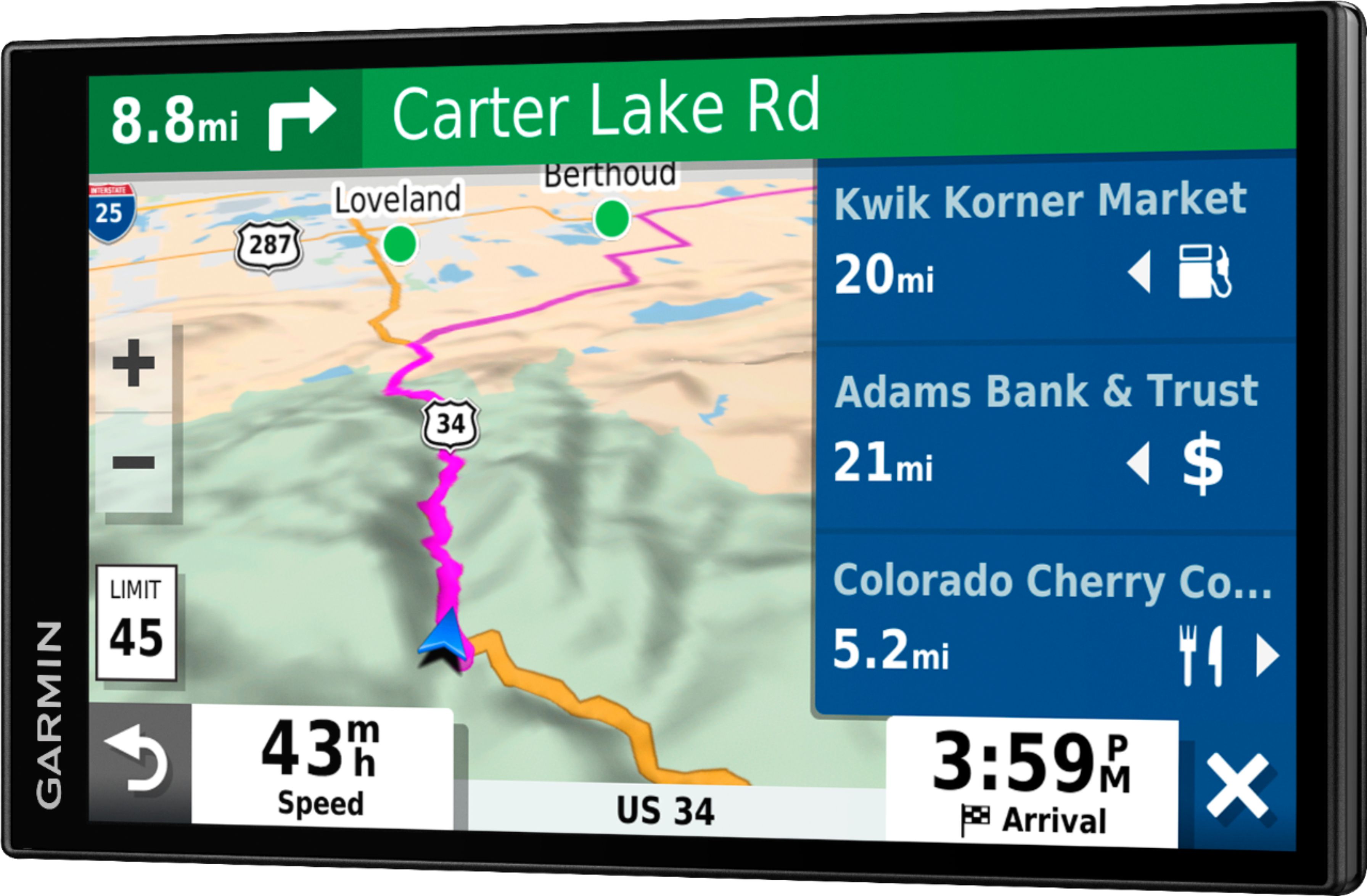 Left View: Garmin - DriveSmart 65 & Traffic - 6.95" GPS with Built-In Bluetooth - Black