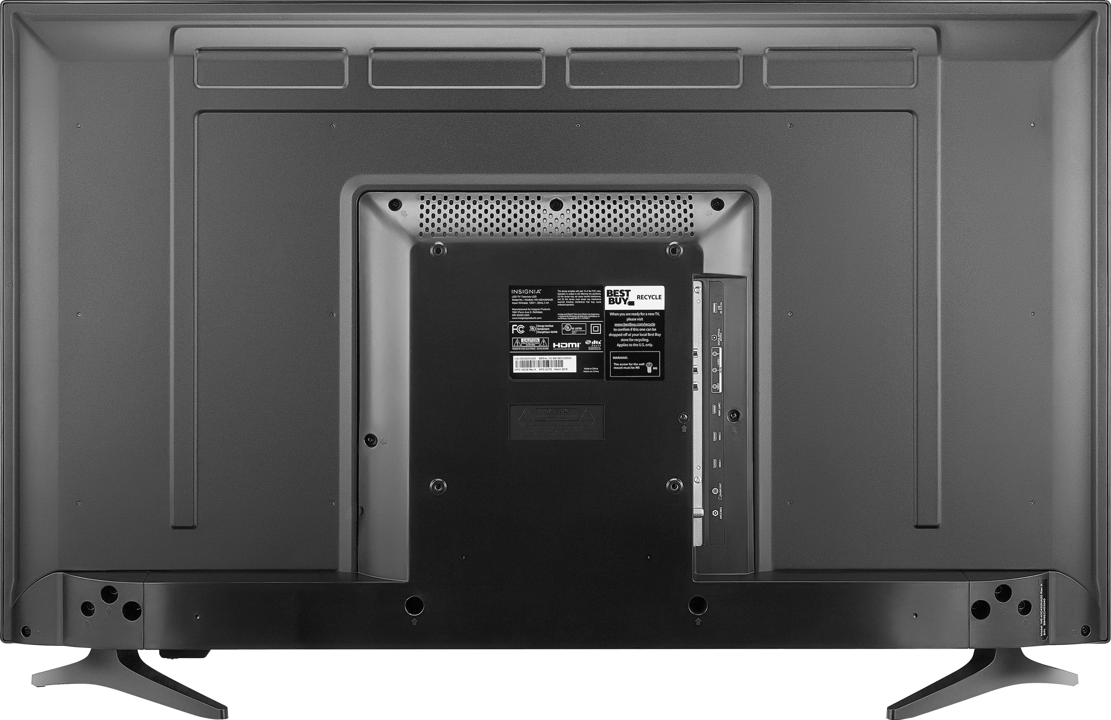 Back. Insignia™ - 43" Class N10 Series LED Full HD TV - Black.