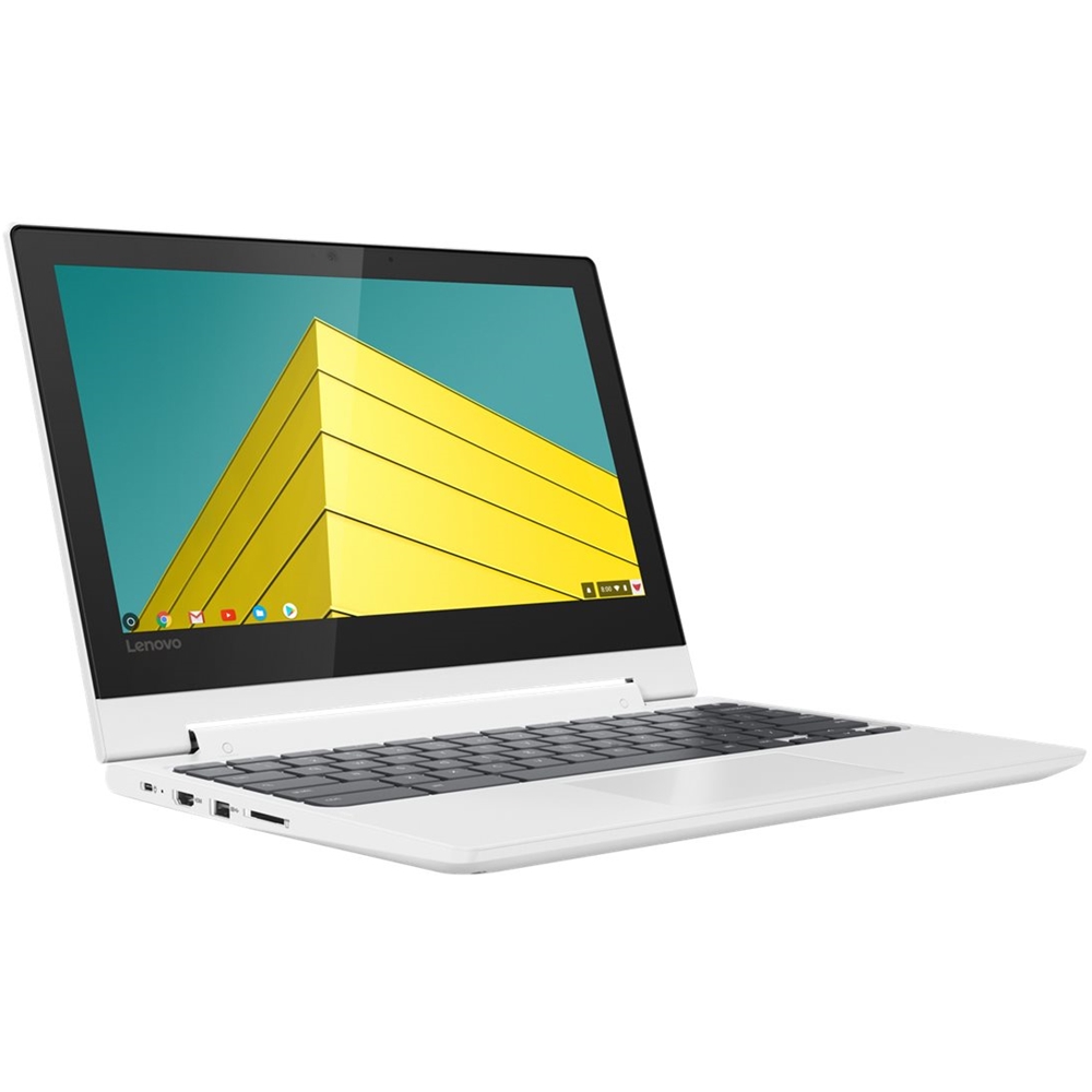 Left View: Lenovo - 2-in-1 11.6" Touch-Screen Chromebook - MT8173c - 4GB Memory - 64GB eMMC Flash Memory - Blizzard White