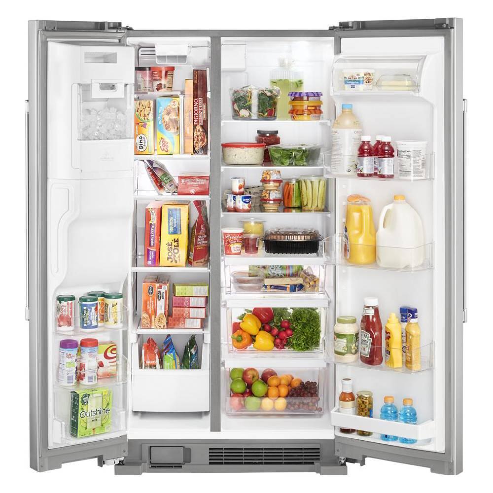 Alt View 1. Maytag - 24.5 Cu. Ft. Side-by-Side Refrigerator - Fingerprint Resistant Stainless Steel.
