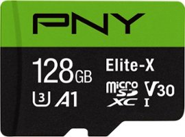 PNY - 128GB Elite-X Class 10 U3 V30 microSDXC Flash Memory Card - Front_Zoom
