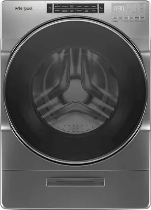 Front. Whirlpool - 4.3 Cu. Ft. High Efficiency Stackable Front Load Washer with Load & Go XL Dispenser - Gray.