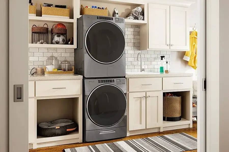Alt View 18. Whirlpool - 4.3 Cu. Ft. High Efficiency Stackable Front Load Washer with Load & Go XL Dispenser - Gray.