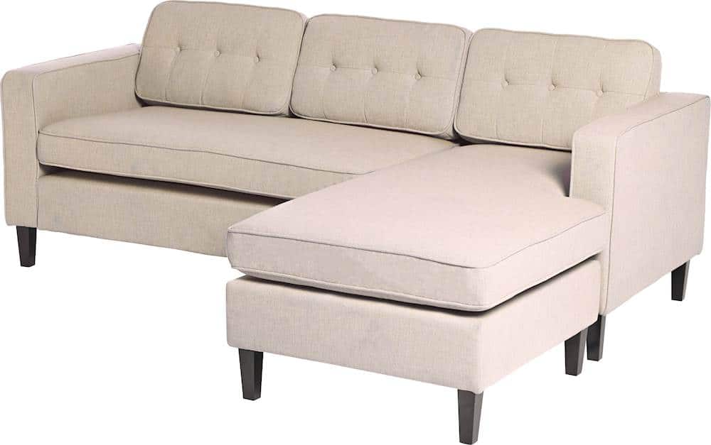 Left View: Noble House - Selmer L-Shaped Fabric 2-Piece Sectional Sofa - Cream