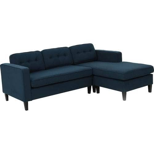 Noble House - Selmer L-Shaped Fabric 2-Piece Sectional Sofa - Navy Blue