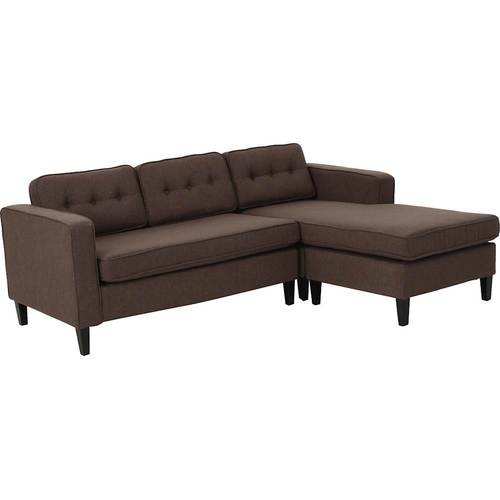 Noble House - Selmer L-Shaped Fabric 2-Piece Sectional Sofa - Dark Brown