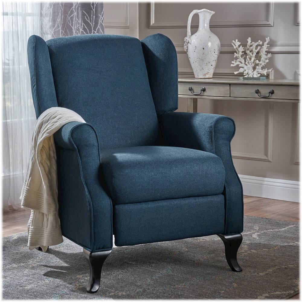 Best Buy Noble House Provo Traditional Fabric Recliner Navy Blue 302436