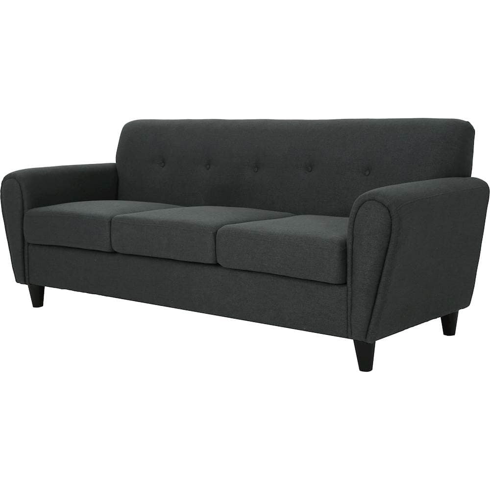 Left View: Noble House - Bentonville 3-Seat Fabric Sofa - Dark Gray