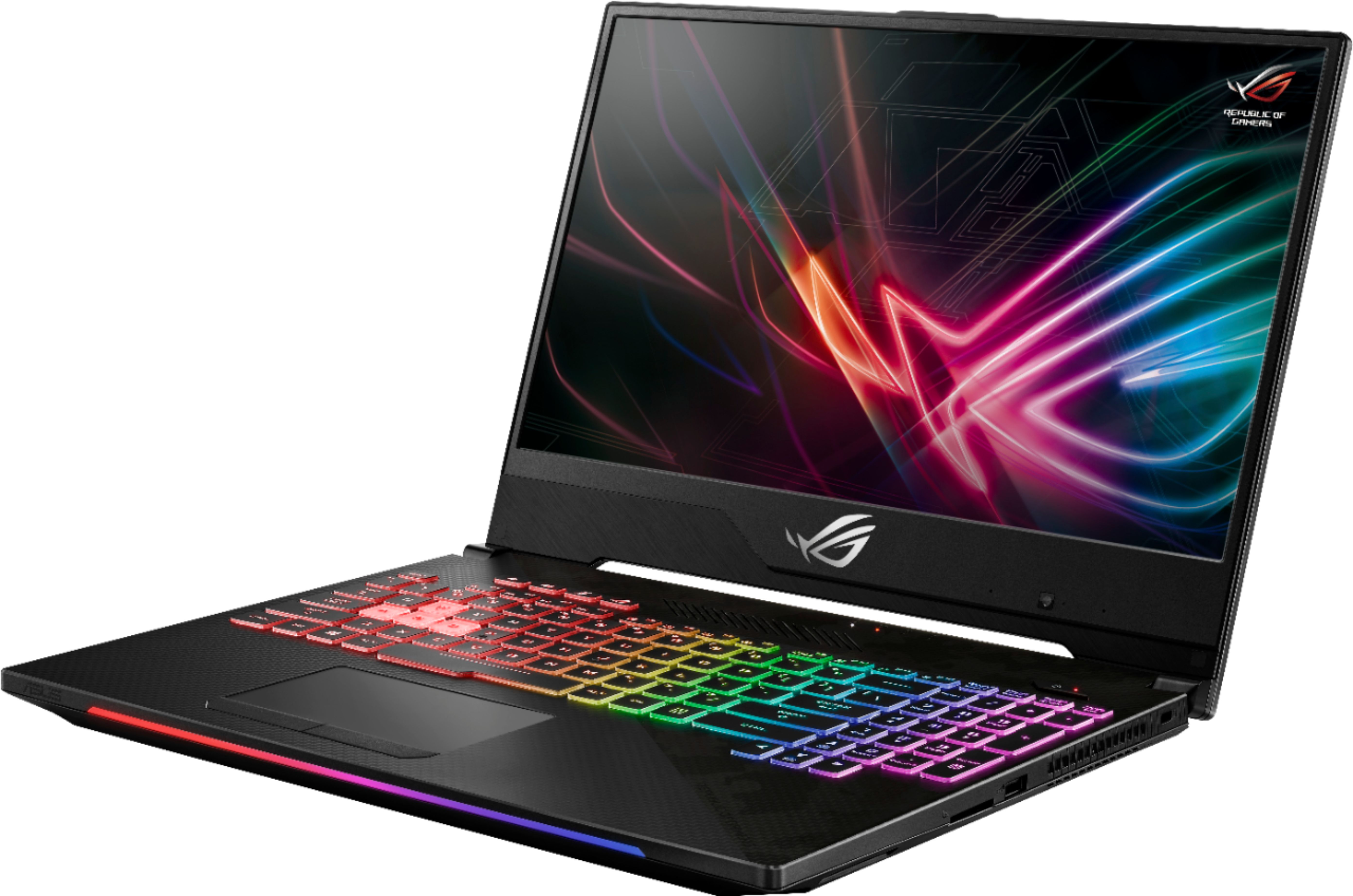 Left View: ASUS - 15.6" Gaming Laptop - Intel Core i7 - 16GB Memory - NVIDIA GeForce RTX 2070 - 512GB Solid State Drive - Gunmetal