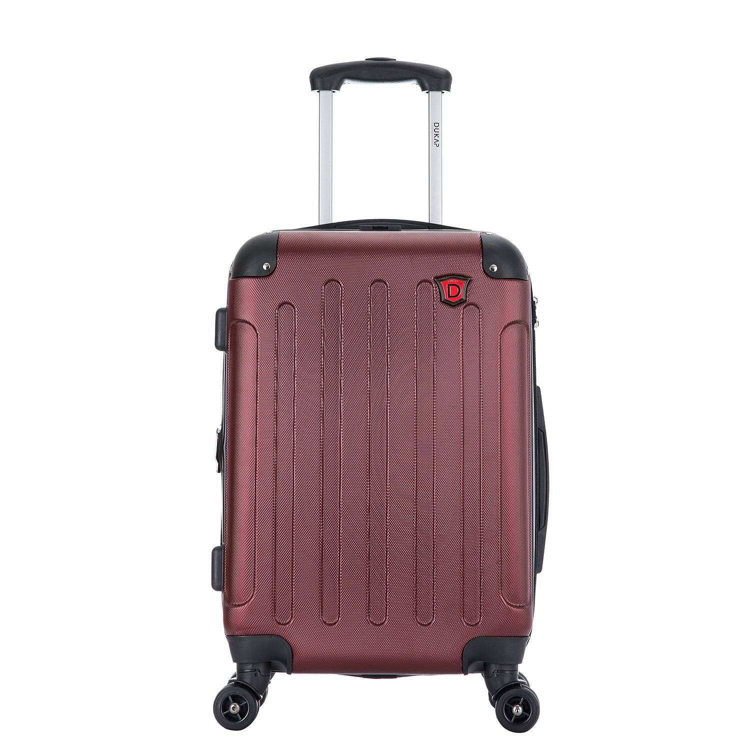 Angle. DUKAP - Intely Hardside Spinner Luggage 20" carry-on with integrated USB port - WINE.
