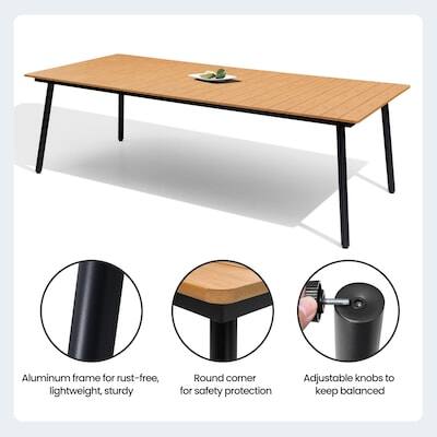 Aluminum frame for rust-free, lightweight, sturdy  
Round corner for safety protection  
Adjustable knobs to keep balanced