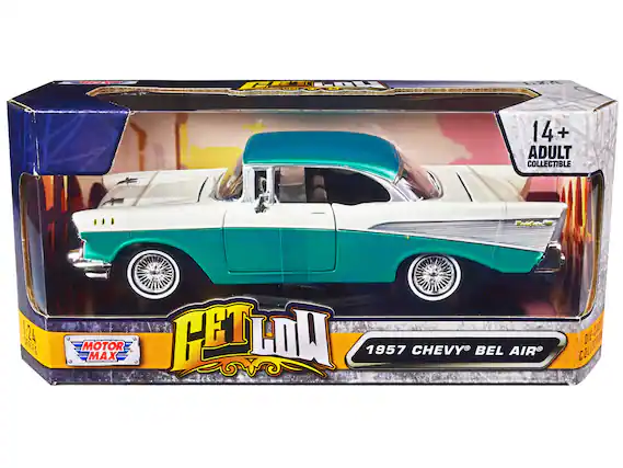 14+ ADULT COLLECTIBLE
1-24 SERIES
MOTOR MAX
GET LOW
1957 CHEVY BEL AIR
DIE-CAST COLLECTIBLE