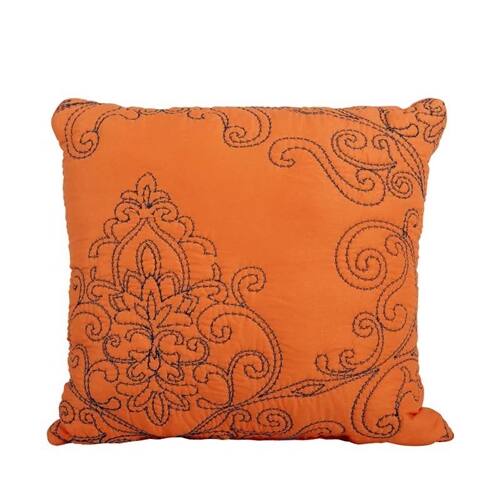Alt View 1. Hivvago - Queen size Orange Nectarine Damask Embroidered 4 Piece Oversized Bedspread Set - Orange.