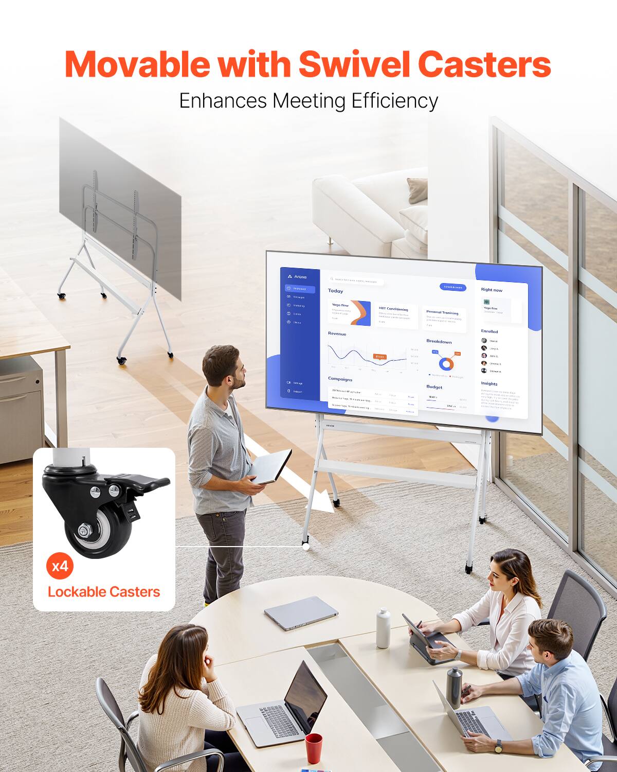 Movable with Swivel Casters Enhances Meeting Efficiency

x4 Lockable Casters