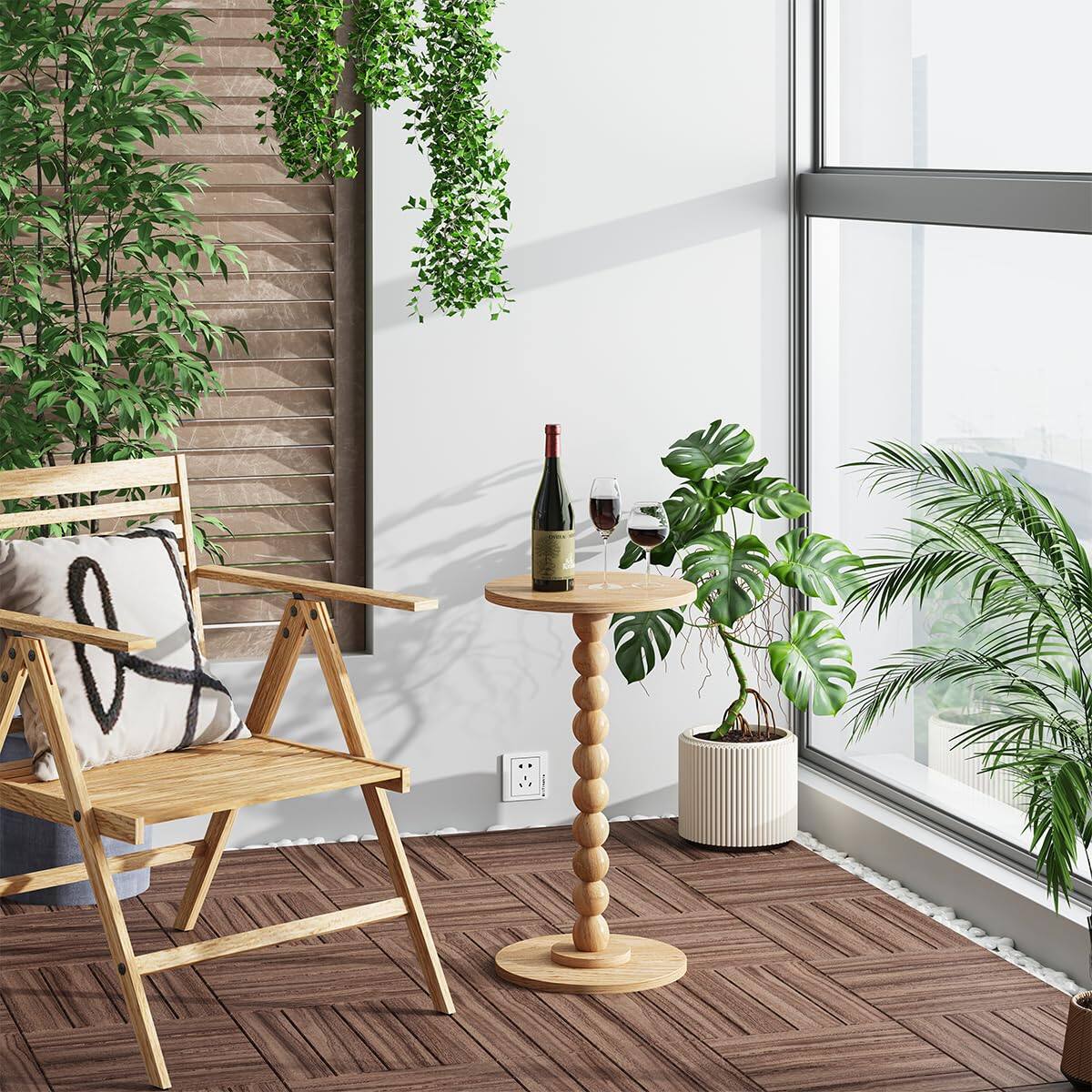 Alt View 5. PO3TICJUNKI3 - Round Side Table Drink For Spaces Pedestal End Living Room Modern Accent Nightstand With Solid Wood Leg Bed... - White.