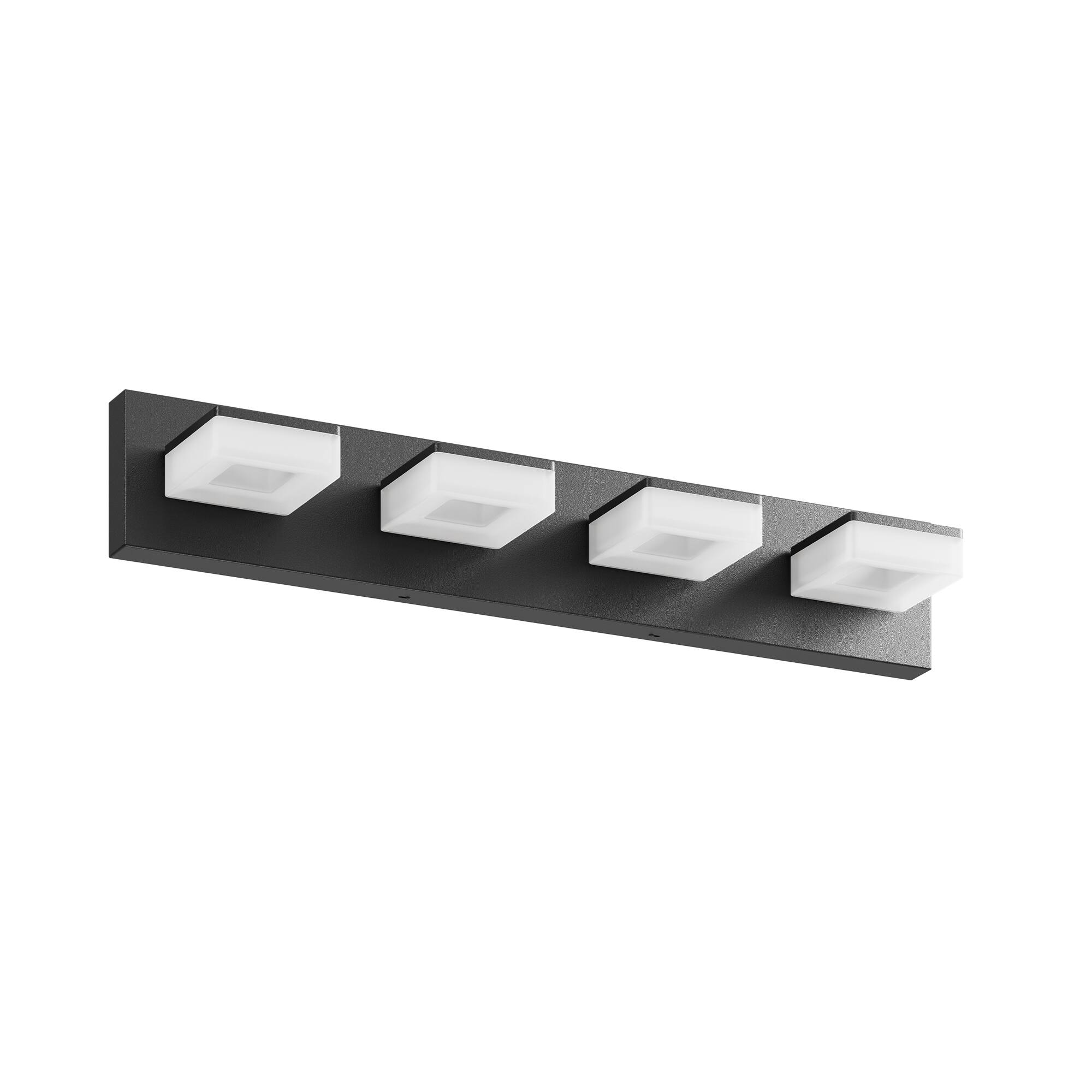 Alt View 4. HOMLUX - 25.59 in. 4 Lights Black LED Vanity Light Bar with Acrylic Shade.