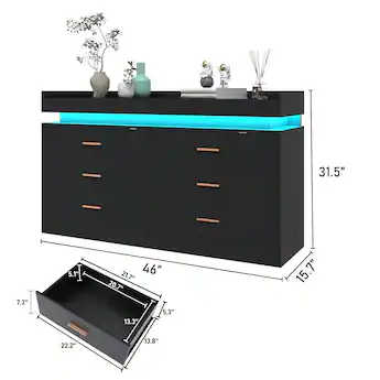 black glitter dresser 1Pc Luxury Glam Seven Drawer Bedroom With Two Toned Drawer Bla With spacious drawers Deanna Dresser (Black) Coaster Furniture