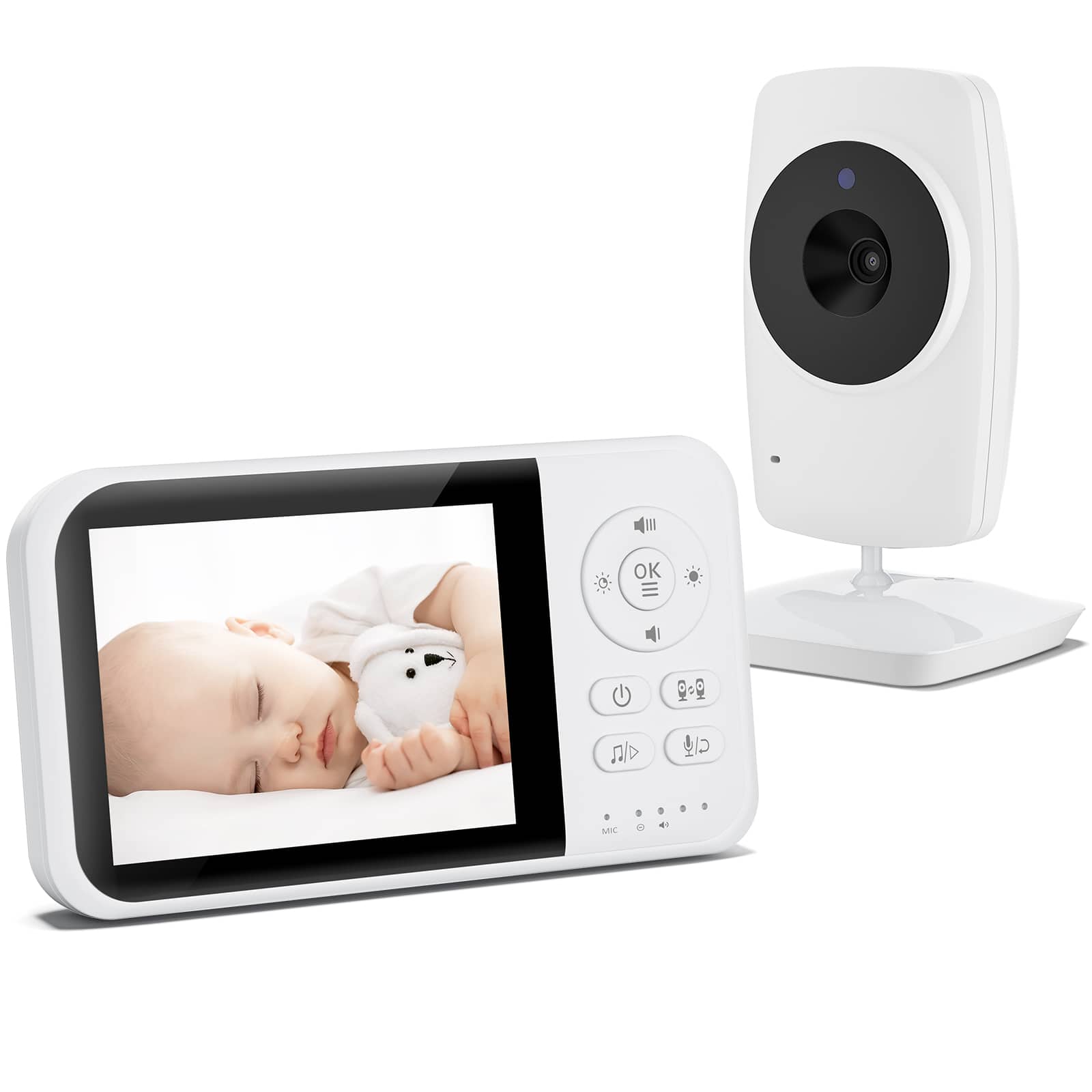 Sugift - 3.5" Video Baby Monitor with Night Vision, Temperature Sensor, Two-Way Talk, VOX Mode & 2.4GHz FHSS Secure Connection - White