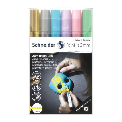 Schneider Made in Germany Paint-It 2 mm
Acrylmarker 310
Acrylic marker 310
Marqueur acrylique 310
Marcador acrílico 310
Marcatore acrilico 310
Shake Push Draw
2 mm
MOLOTOW TECHNOLOGY