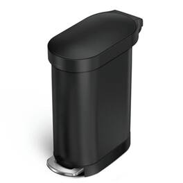 Hivvago - 12-Gallon Narrow Kitchen Trash Can with Easy Step-on Lid - Matte Black