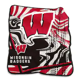 Logo Brands - Wisconsin Badgers 50" x 60" Swirl Raschel Throw Blanket - Multicolor