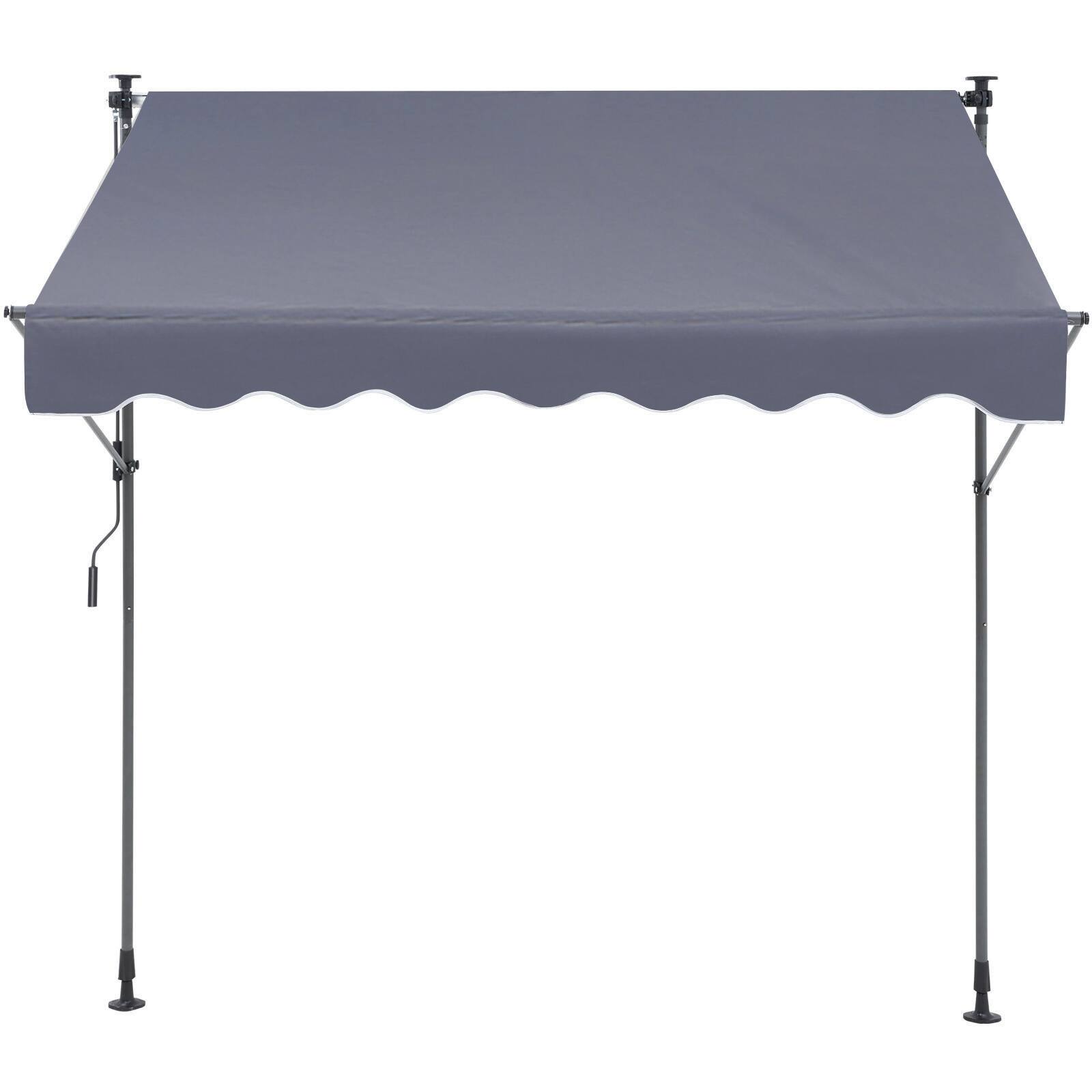 Alt View 5. VEVOR - Manual Retractable Awning, 118" Outdoor Retractable Patio Awning Sunshade Shelter, Adjustable Patio Awning Canopy - Black.